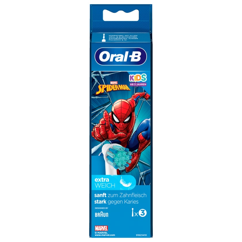 Oral-B Aufsteckbürsten Kids Marvel Spiderman Extra Weich 3 Stück